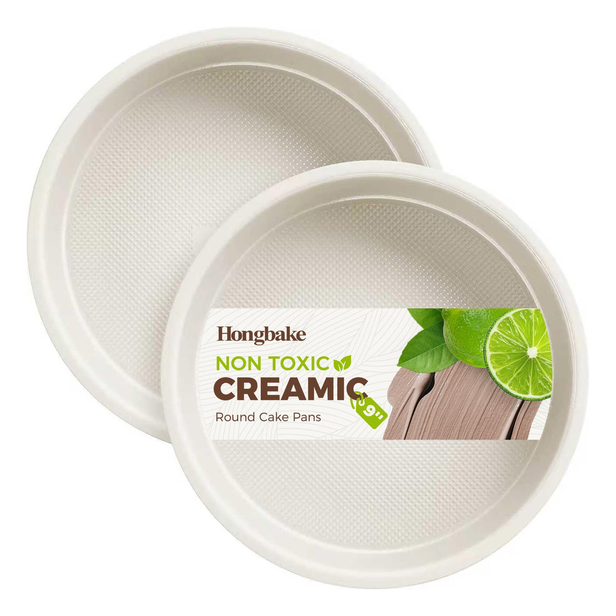 HONGBAKE 2-pack 9-inch round cake pans with diamond texture for even browning