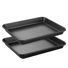 HONGBAKE 2-pack toaster oven pans in 9.7x7.5 inches for small-batch cookies.