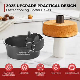 HONGBAKE angel food pan three feet elevate for faster cooling and even texture