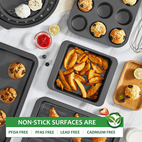 HONGBAKE muffin pan creates even-sized treats with nonstick release.