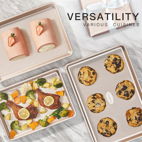 Hongbake baking pan set champagne gold finish adds elegant table appeal