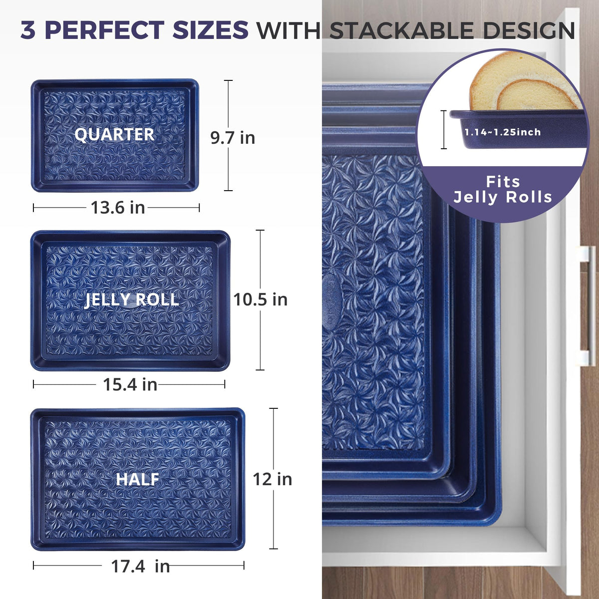 HONGBAKE blue finish nonstick trays add style and practicality.