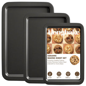 HONGBAKE ceramic quarter-pan baking sheet offers even heat for crisp results.