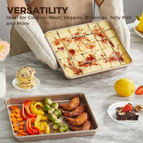 HONGBAKE deep pan measures 1.26 inches to prevent spills and keep meals tidy.