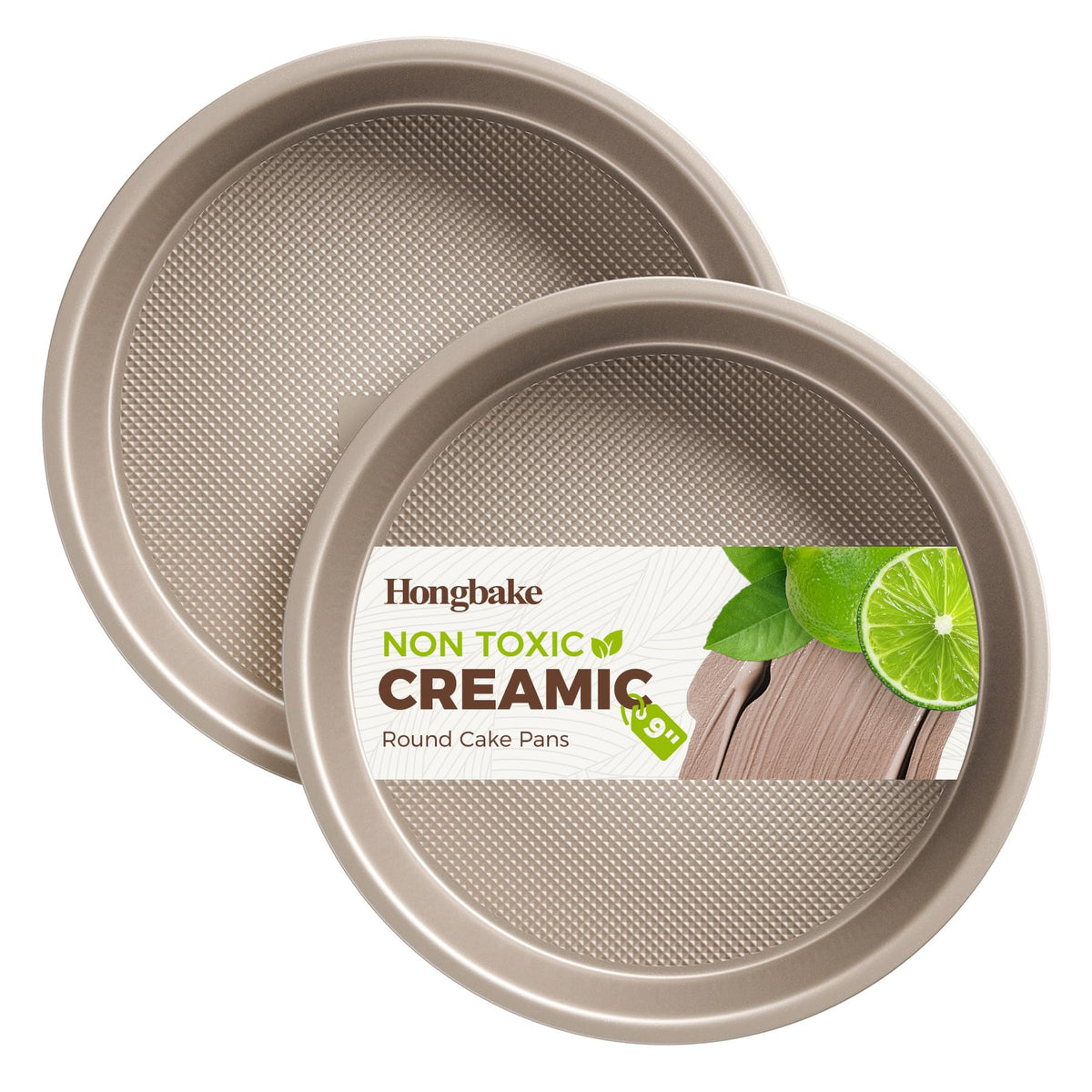 HONGBAKE 9-inch round pan with diamond texture for even browning.