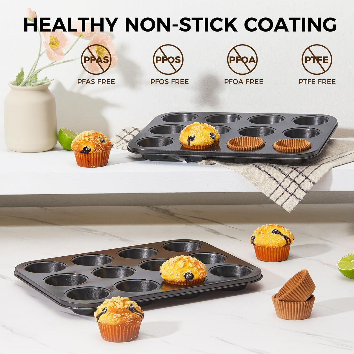 Hongbake carbon steel muffin pan with durable construction for steady baking.