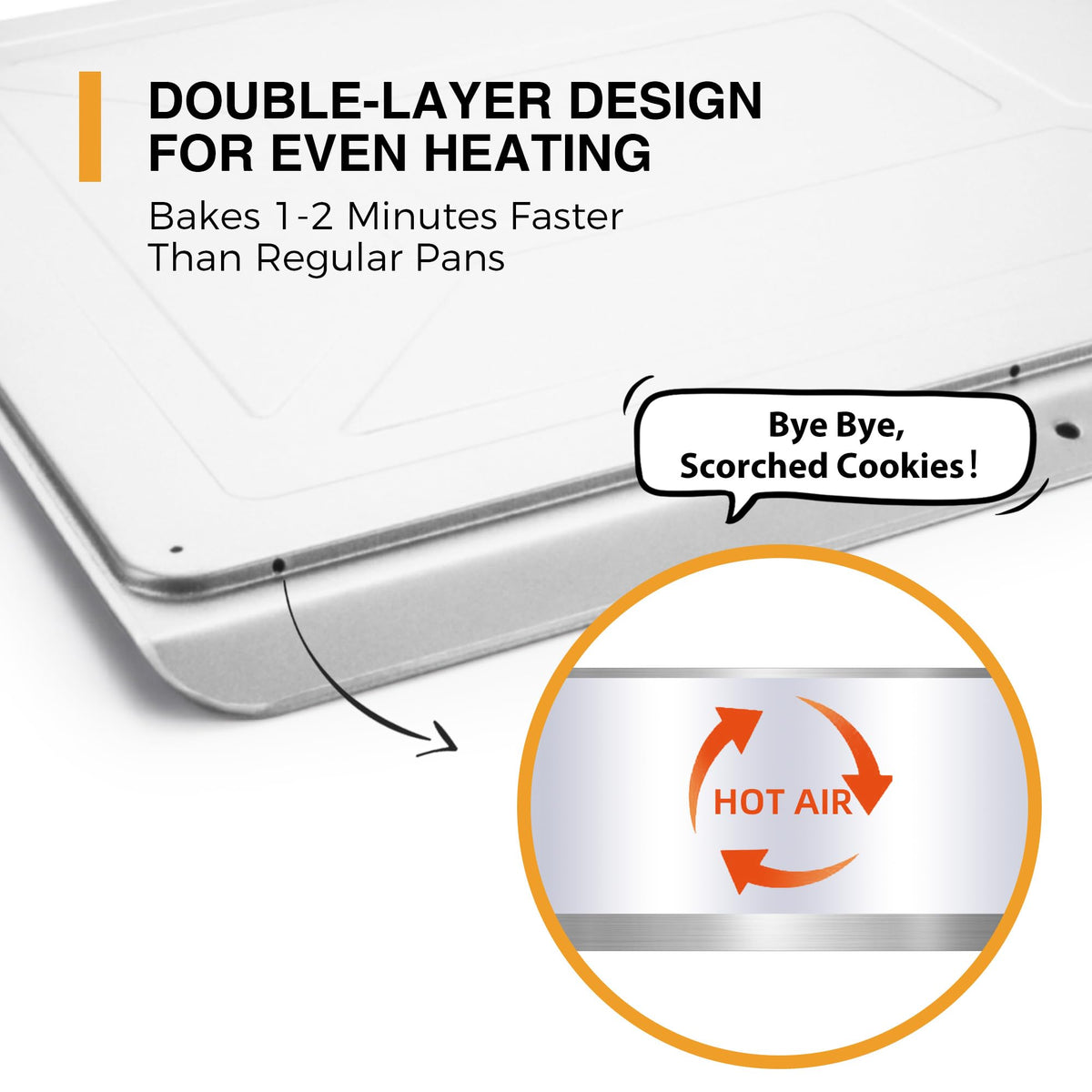 HONGBAKE insulated baking pan set delivers even browning and quick heat distribution.