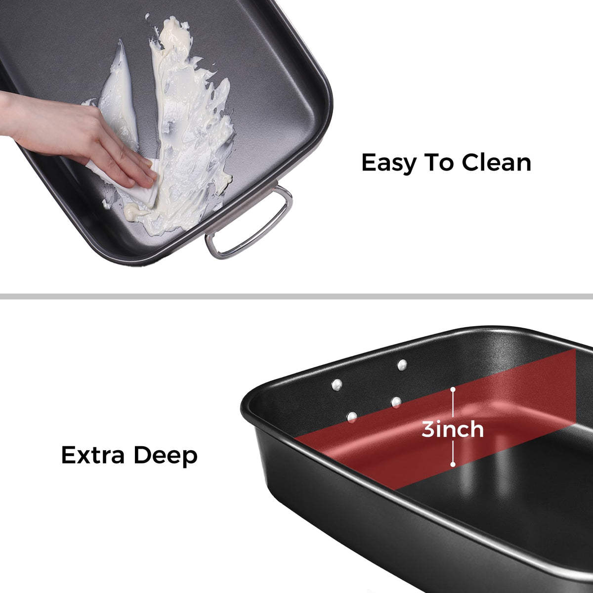 HONGBAKE lasagna pan carbon steel 57% thicker for durability and even heating