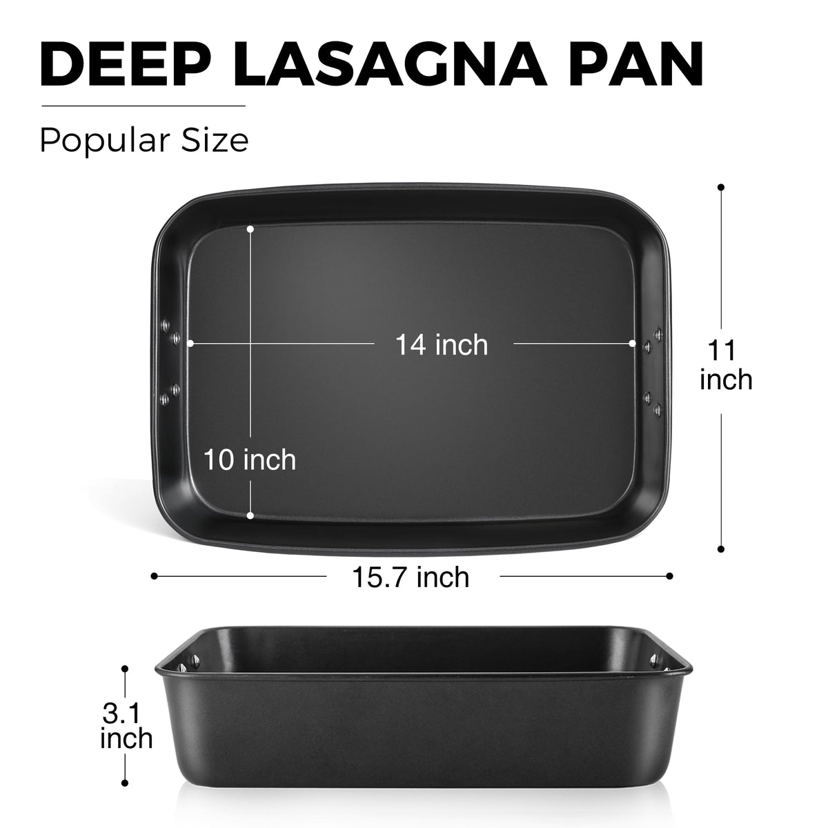HONGBAKE lasagna pan ideal for lasagna, brownies, and roasting