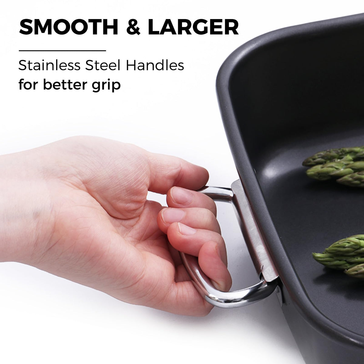 HONGBAKE lasagna pan with rolled edges for safe handling of hot trays