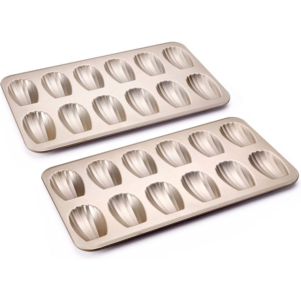 HONGBAKE Madeleine pan exterior in champagne gold, elegant serving