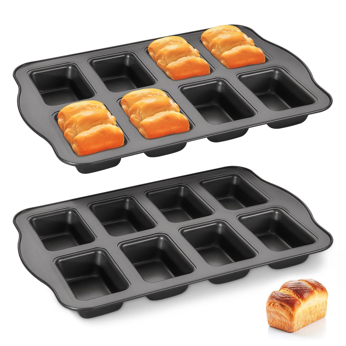 HONGBAKE eight-cavity mini loaf pan with nonstick coating for easy release