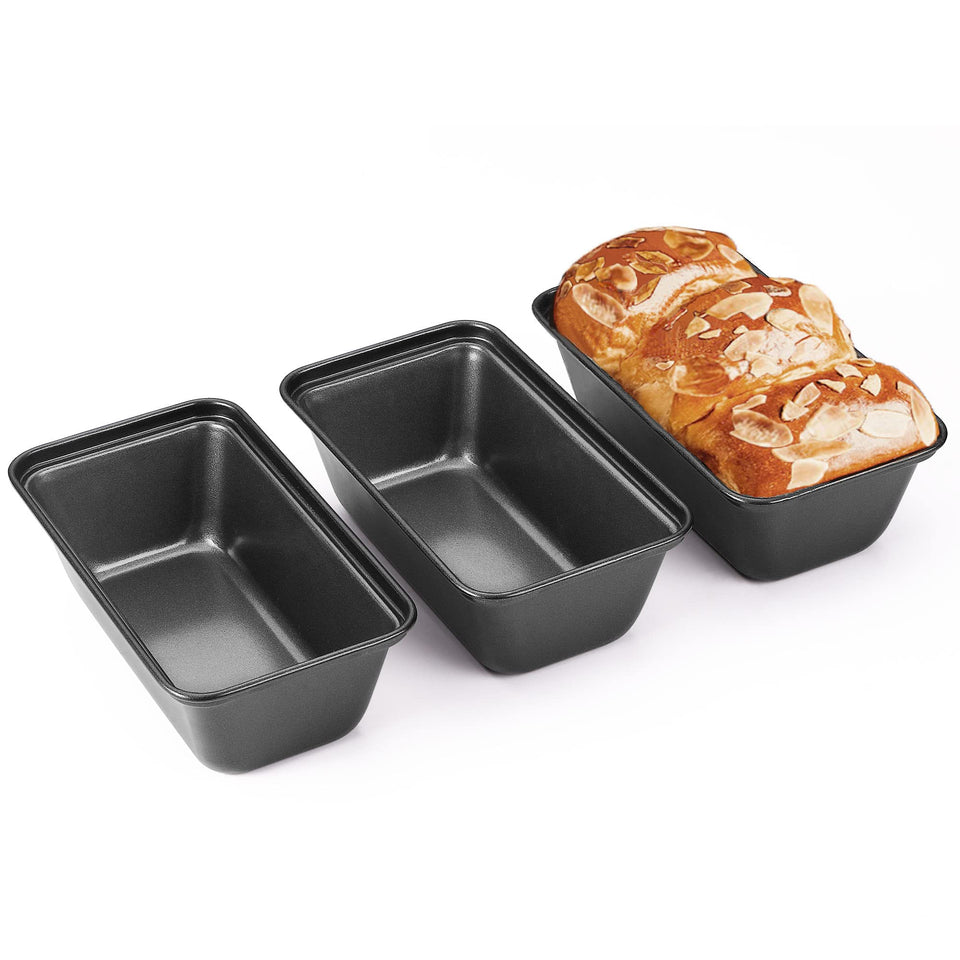 HONGBAKE mini loaf pan set exterior view shows compact, stackable bakeware.