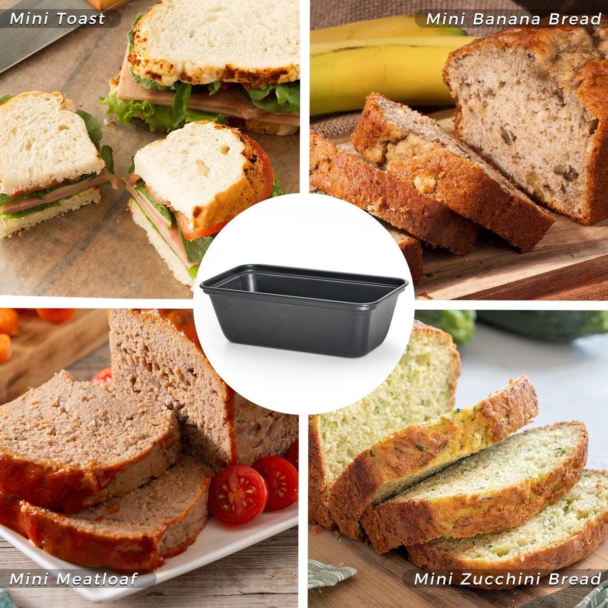 HONGBAKE mini loaf pan size 6x3 inches supports multiple mini loaves.