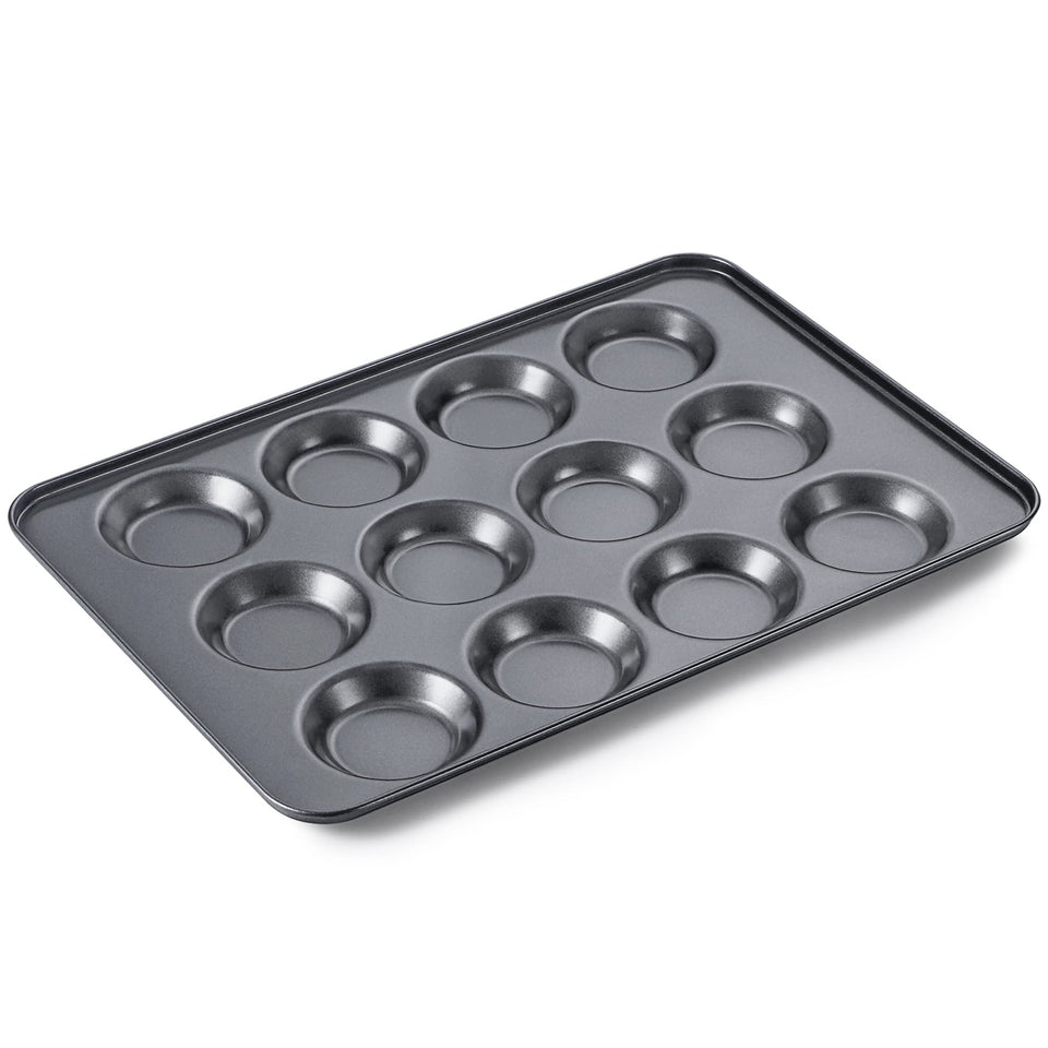 HONGBAKE mini muffin top pan with 12 cavities for bite-sized treats and easy portioning.