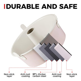 HONGBAKE nonstick angel pan featuring fluted sides for clean demolding