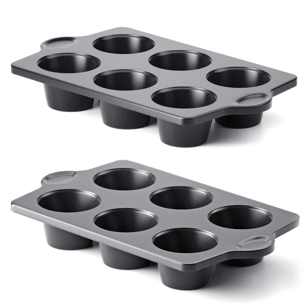 HONGBAKE nonstick jumbo muffin pan top view showing six cups for batch baking