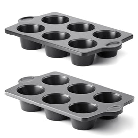 HONGBAKE nonstick jumbo muffin pan top view showing six cups for batch baking