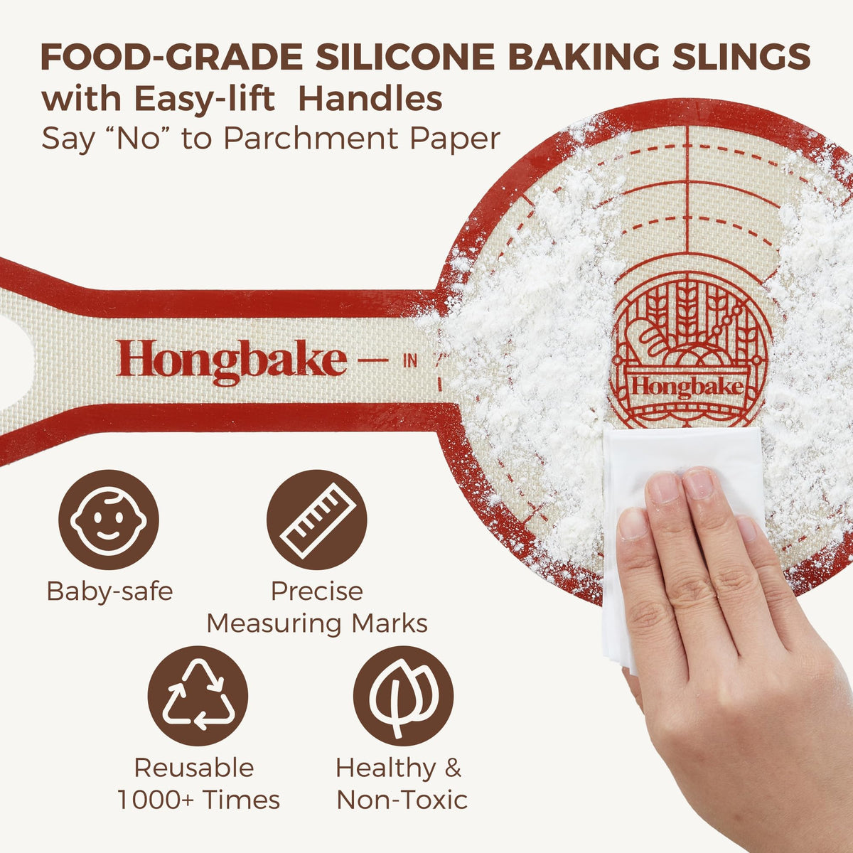 HONGBAKE round cake pan interior dimensions highlight compact fit.