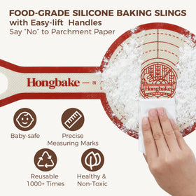 HONGBAKE round cake pan interior dimensions highlight compact fit.