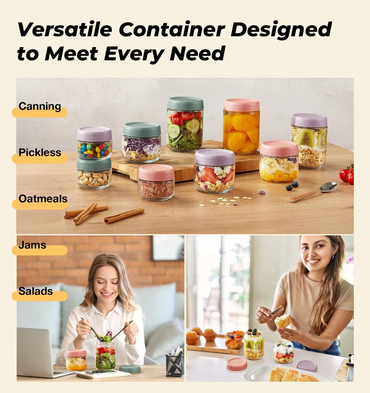 Hongqu US jars are versatile for salads, desserts, and crafts