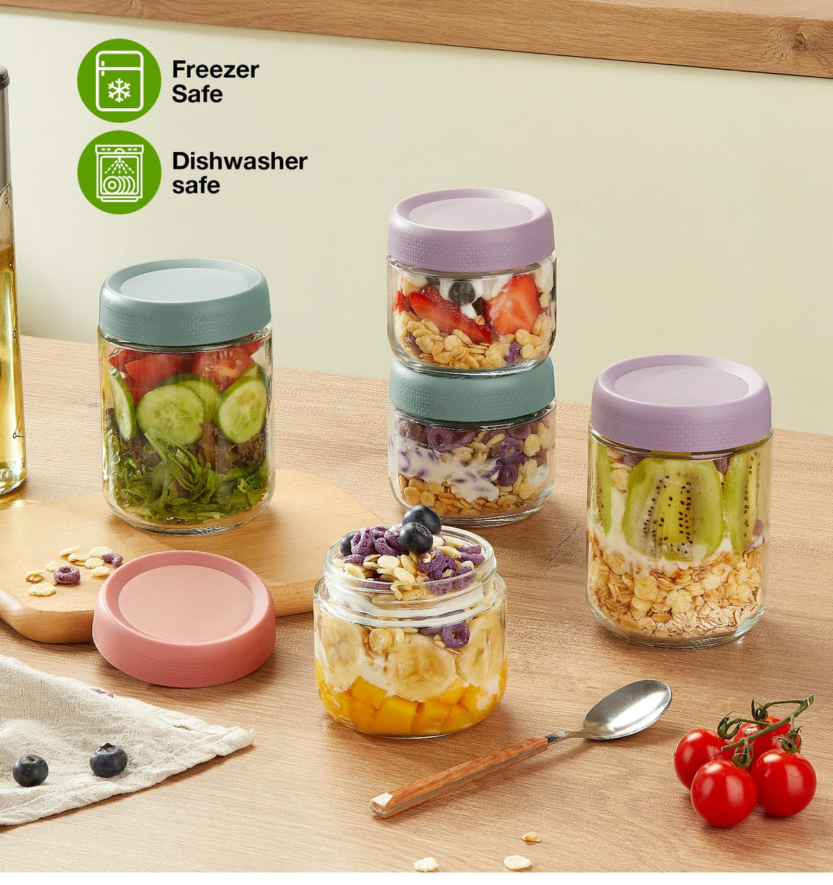 Hongqu US 10oz jar with colorful lid for food separation