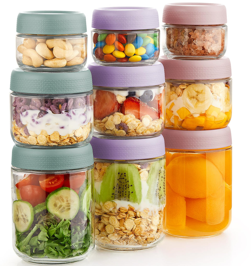 Hongqu US 16oz glass jar with lid for overnight oats and meal prep
