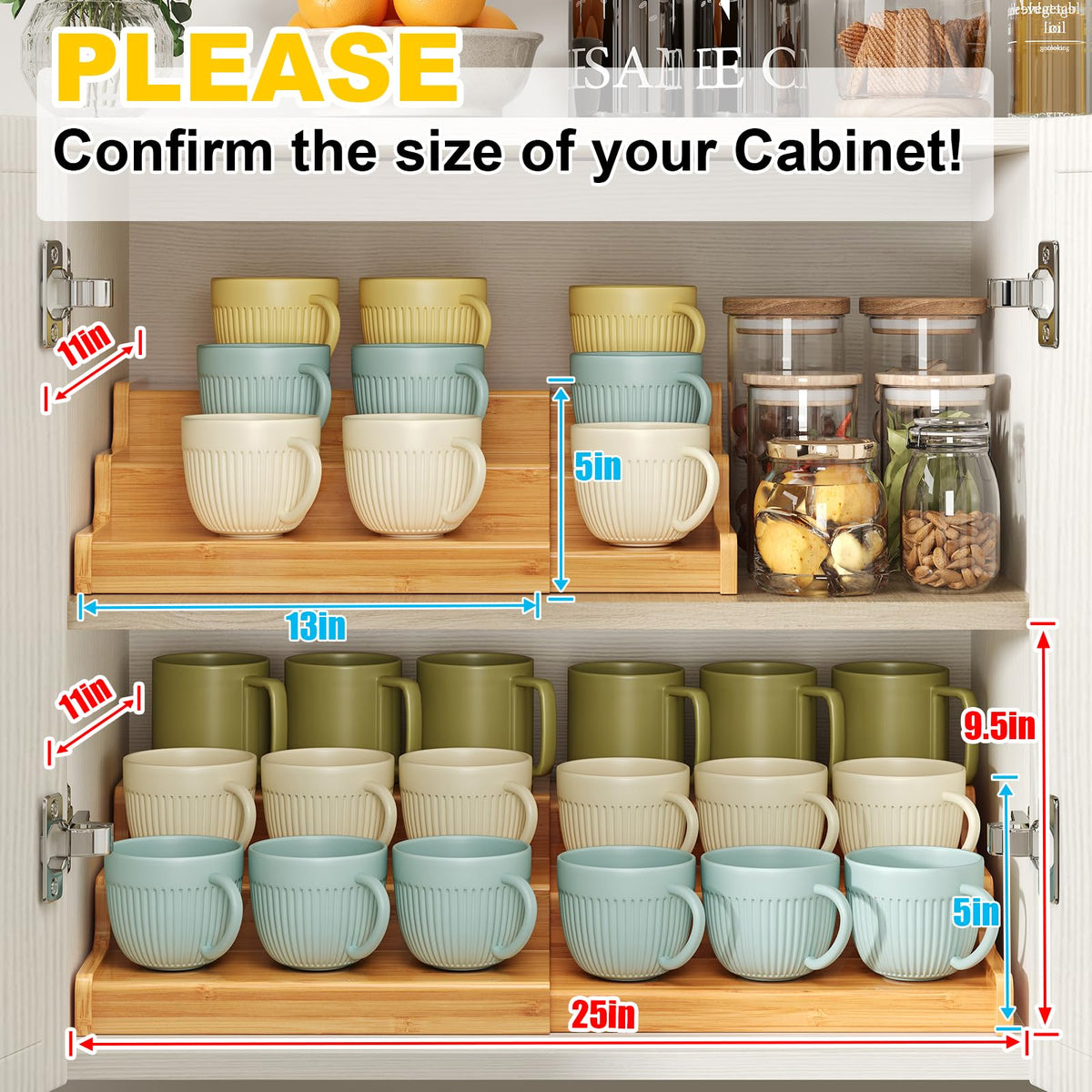 Hongtamoya bamboo mug organizer shelf adds natural warmth and storage.