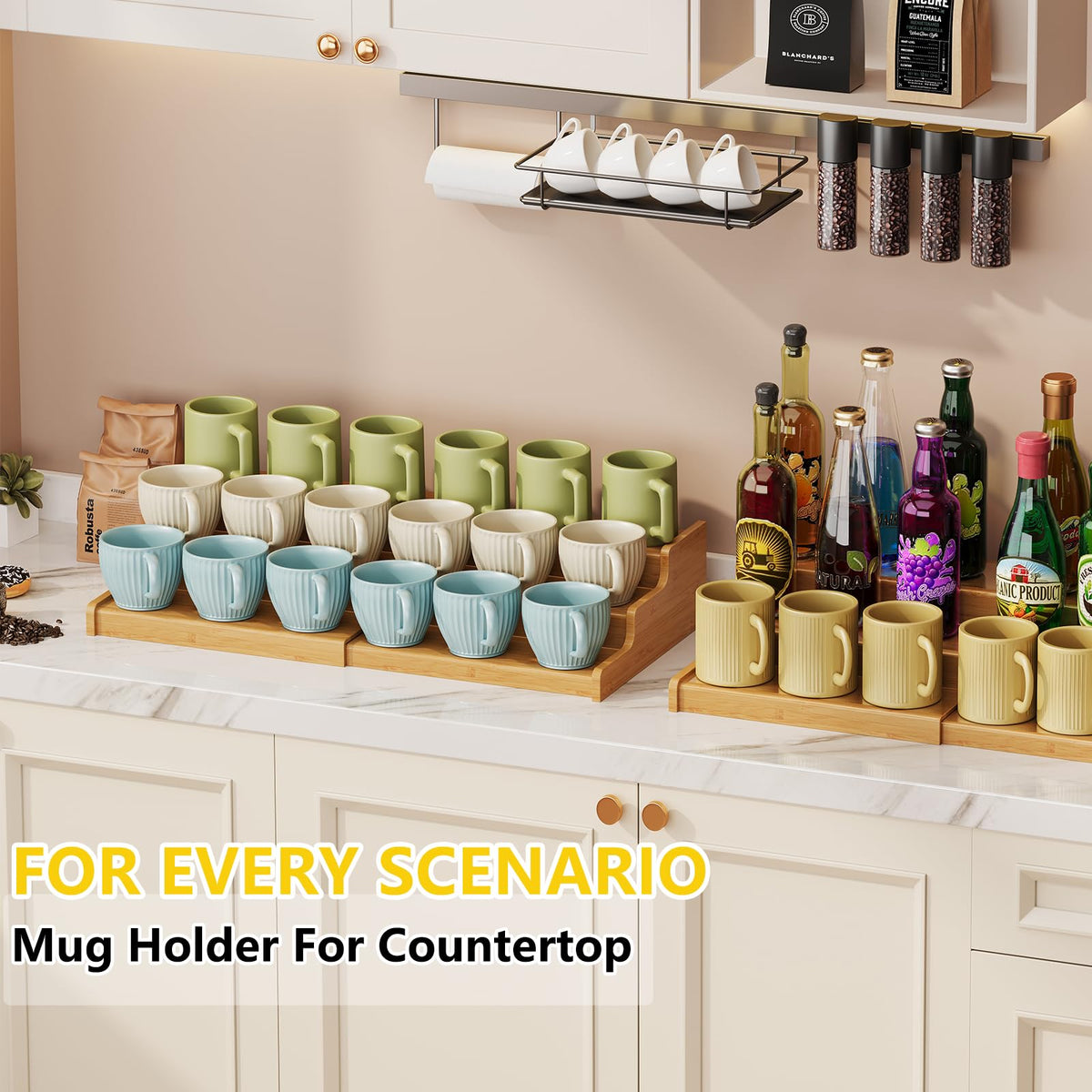 Hongtamoya bathroom and kitchen organizer for mugs and toiletries.