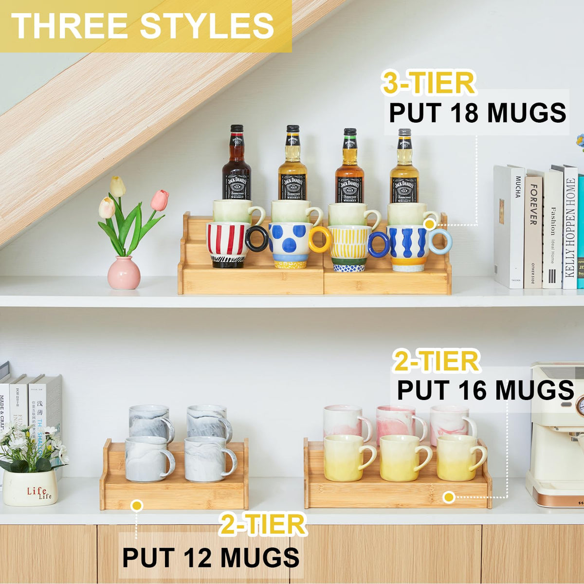 Hongtamoya durable bamboo mug rack blends style and function.