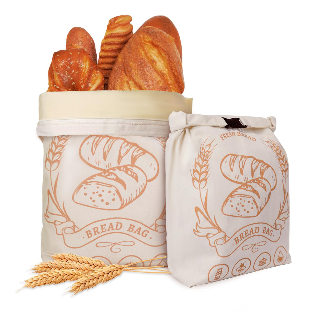 honiitaa beeswax bread bags xl with zipper keeping loaves fresh and organized.