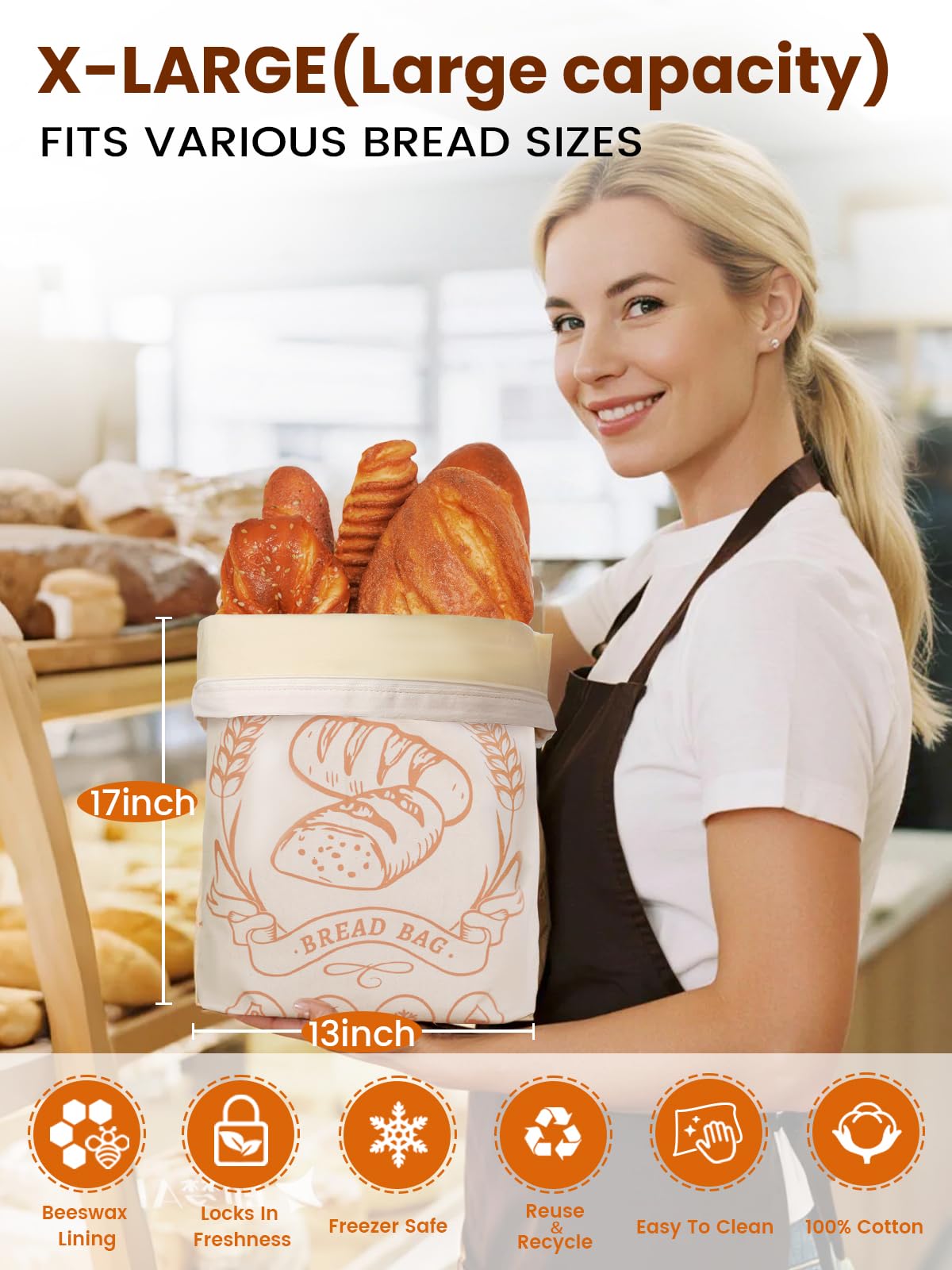 honiitaa breathable cotton bag helps sourdough crust stay fresh longer.