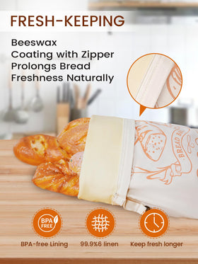 honiitaa separable liner for beeswax bread bag enables easy cleaning.
