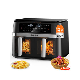 HoninJoy 12QT dual-basket viewing window for easy cooking progress at a glance.
