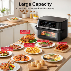 HoninJoy 12QT capacity fits whole chicken or wings for a family.