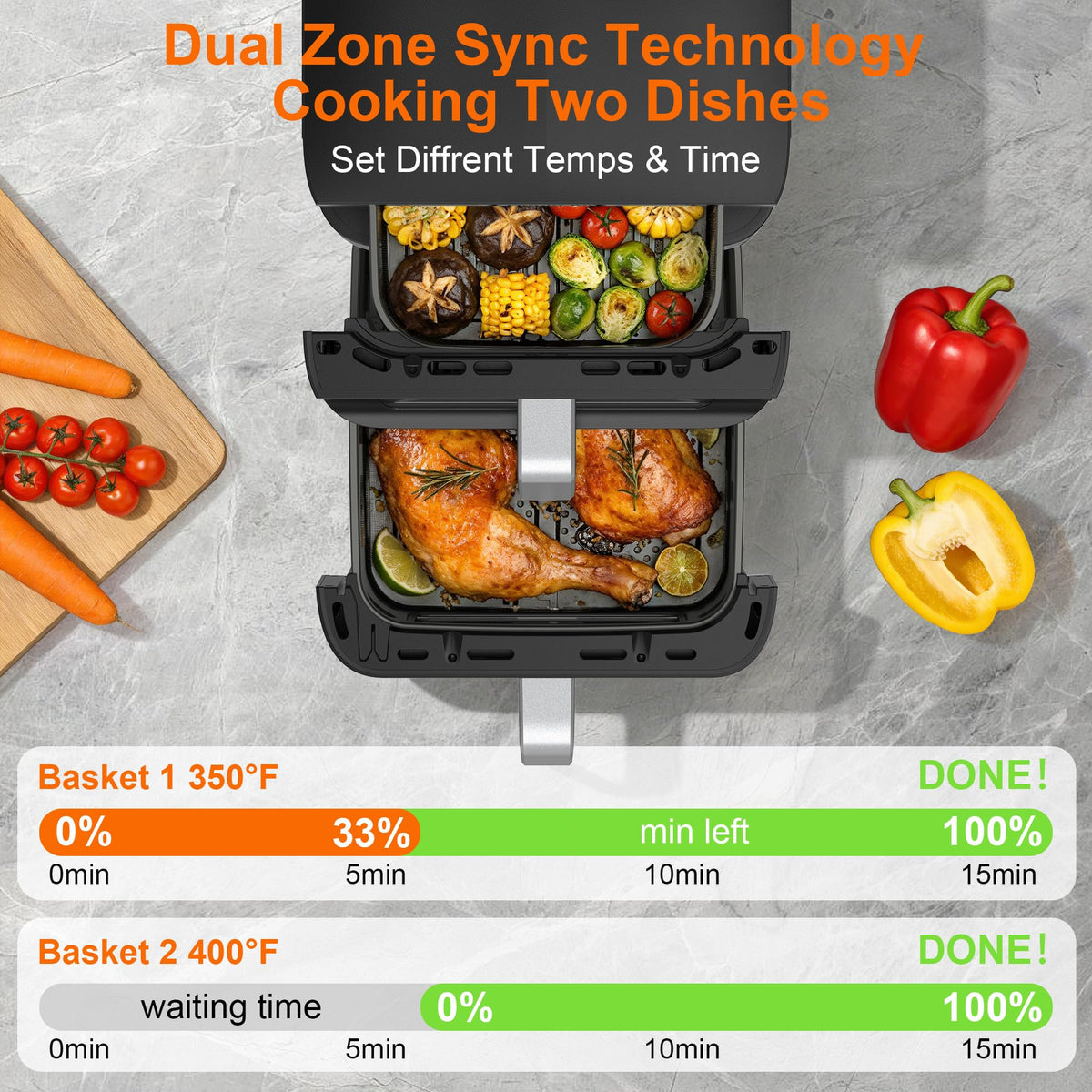 HoninJoy 4.5QT upper basket ideal for snacks and mini pizzas.