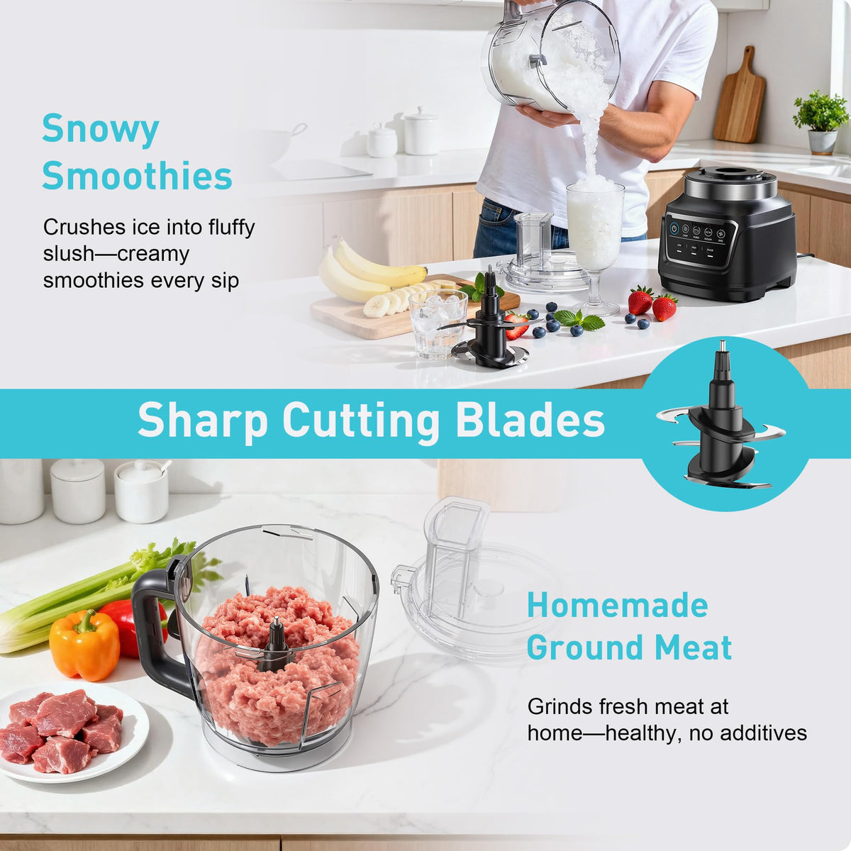 HoninJoy 2L food processor bowl for chopping and pureeing.