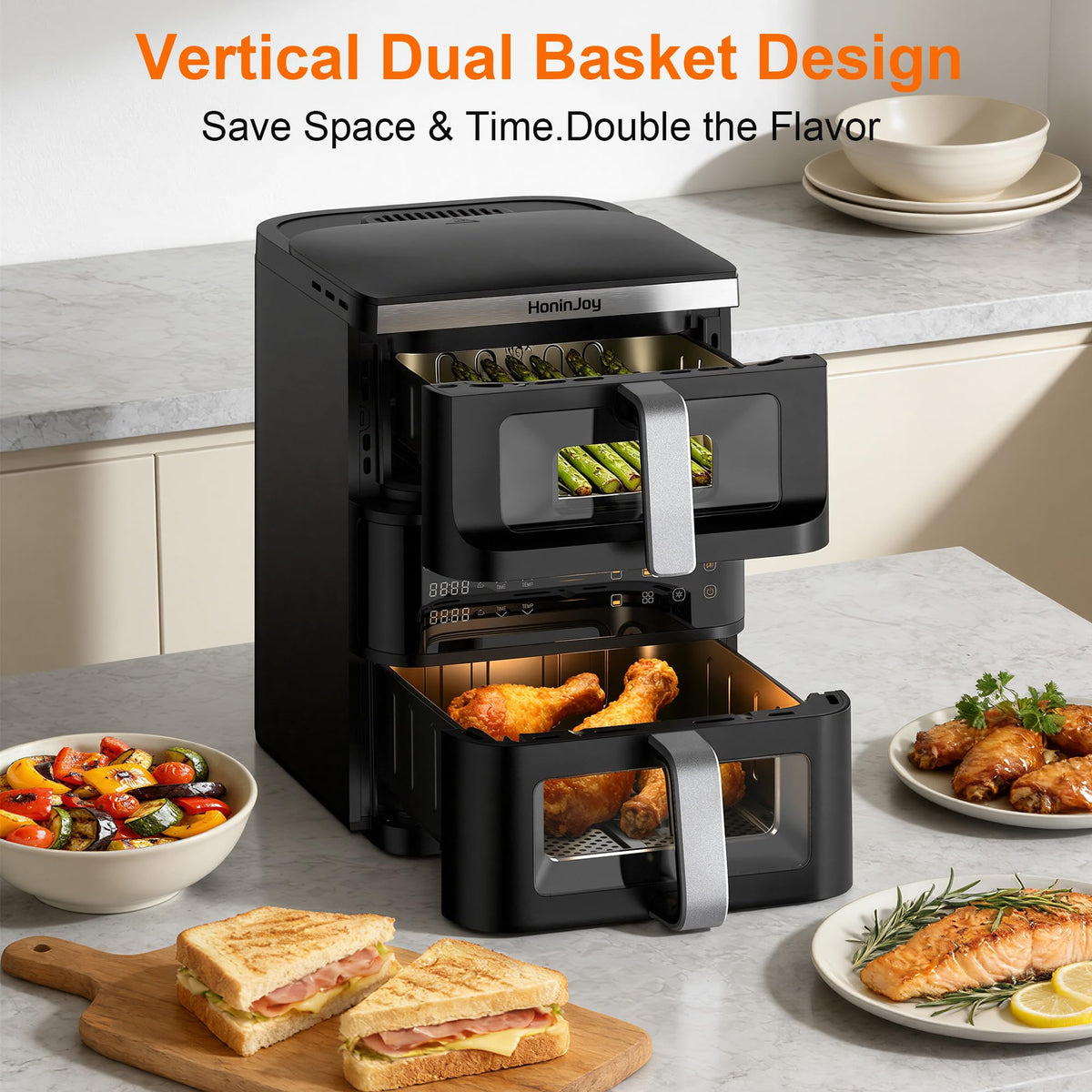 HoninJoy vertical design saves counter space for small kitchens and busy homes.
