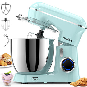 Honinst tilt-head stand mixer facilitates easy ingredient addition during mixing.