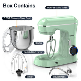 Tilt-head operation of the Honinst mixer for easy ingredient addition.