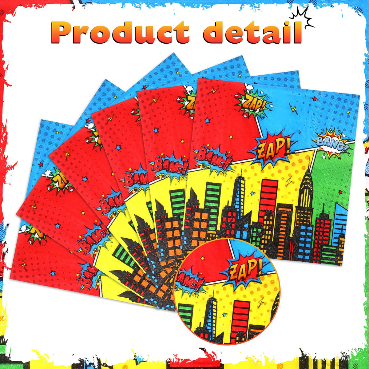 Honoson 100 Hero Theme Napkins unfolded size suitable for elegant table decoration and cleanup.