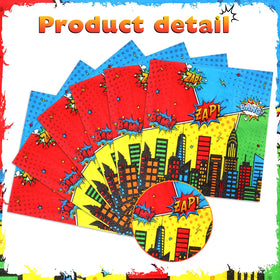 Honoson 100 Hero Theme Napkins unfolded size suitable for elegant table decoration and cleanup.