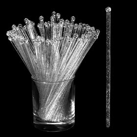 Honoson crystal swizzle stick 7in with silver ball top for cocktails