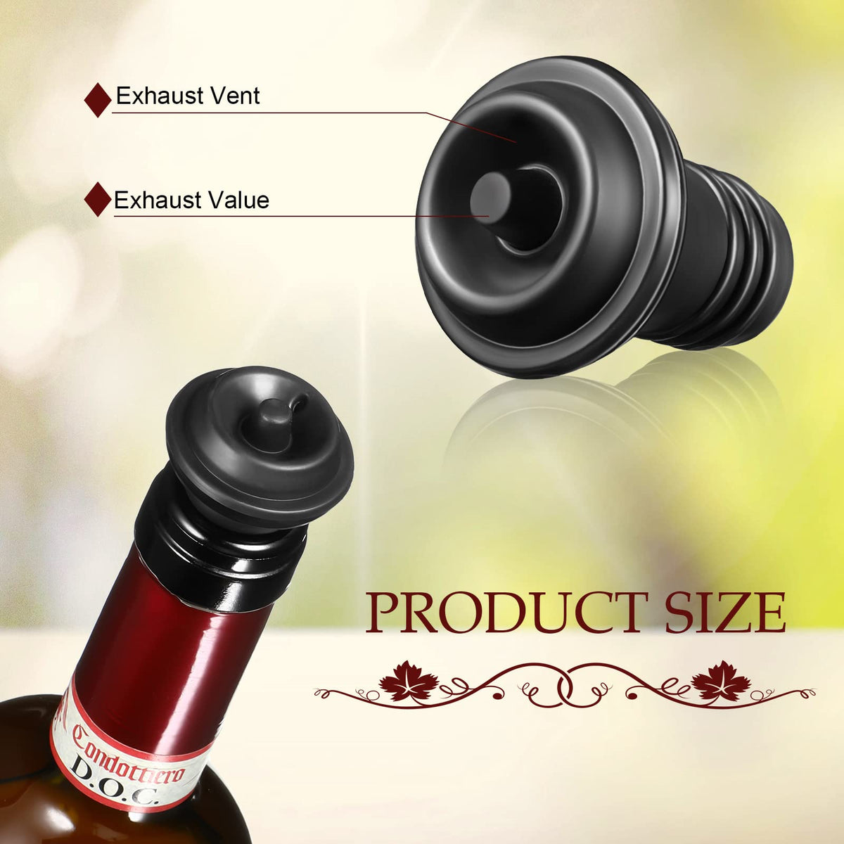 Honoson reusable silicone stoppers fit most wine bottles