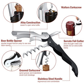 Honoson corkscrew compact tool, portable for travel and storage