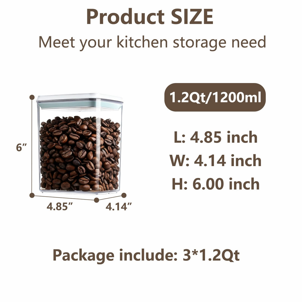 Hontent three-piece set provides versatile storage for cereals, snacks, and baking ingredients.