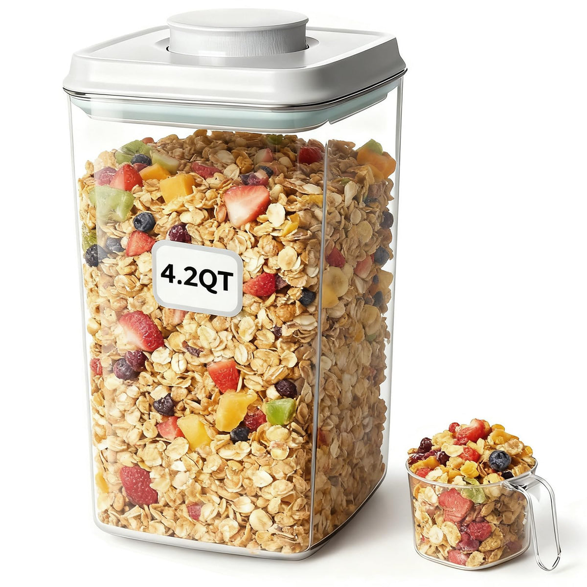 Hontent Pop lid top enables one-handed access for quick kitchen use.