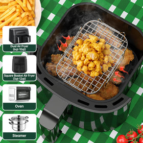 HONYAO 8x5.5x2.2 inch racks fit 6 qt to larger air fryer ovens.