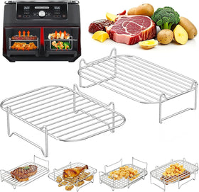 HONYAO air fryer rack for Ninja DZ201 with double-layer design for larger meals.
