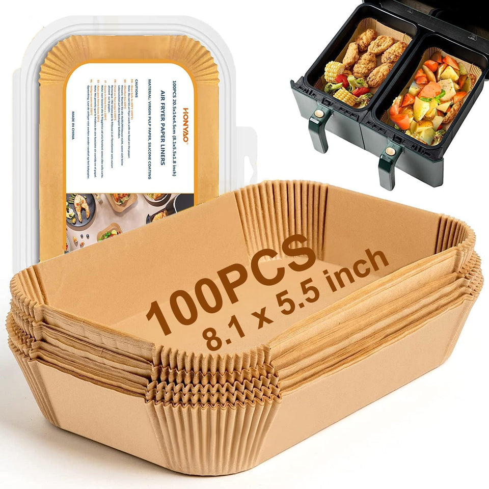 HONYAO air fryer liner fits dual-zone basket for clean cooking and quick cleanup.